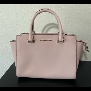 Michael Kors pink leather satchel handbag